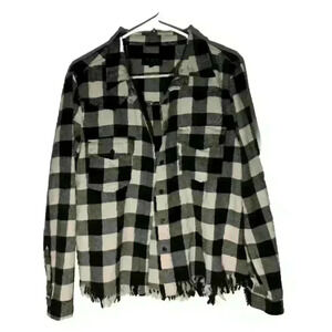 Stylish Black and White Checkered Utility Jacket